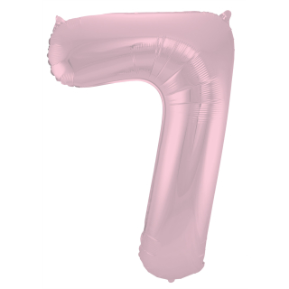 Ballon aluminium Chiffre 7 Rose Pastel Mate Métallique - 86 cm