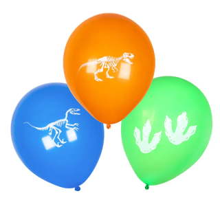 6 Ballons en latex T-Rex double face (25 cm)