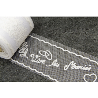 ROULEAU FLOQUE "VIVE LES MARIES" 8 cm / 10 m B