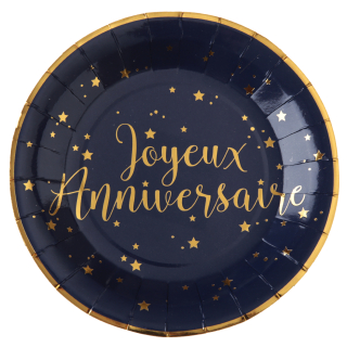 Assiette Joyeux Anniversaire Bleu