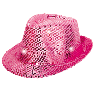 Chapeau Trilby Magenta avec Lampes LED et Paillettes