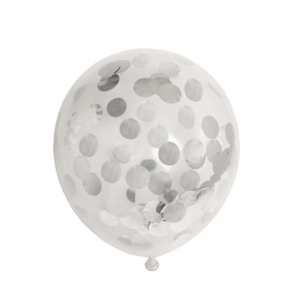 Ballon Transparent - Confetti Metallic Argenté