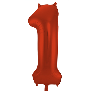 Ballon aluminium Chiffre 1 Rouge Mate Métallique - 86 cm