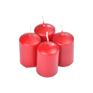 SET DE 4 BOUGIES PILIER DIAMETRE 4CM HAUTEUR 6CM - ESSENTIEL PARFUM FRUITS ROUGES