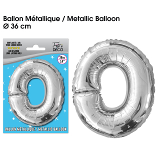 Ballon métallique Argent Lettres et Symboles - Toutes les lettres, le # et le & : O