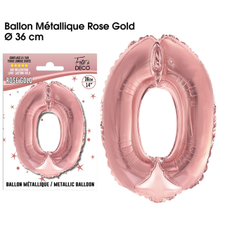 Ballons métalliques Rose Gold Chiffre - Tous les chiffres : 0