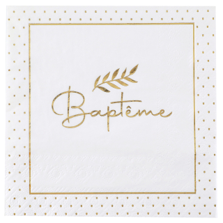 Serviette en papier "Baptême" impression métallisée or