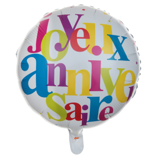 Ballon Alu Joyeux Anniversaire festif Multicolore