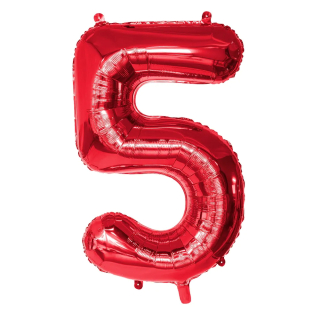 Ballon en aluminium '5' rouge