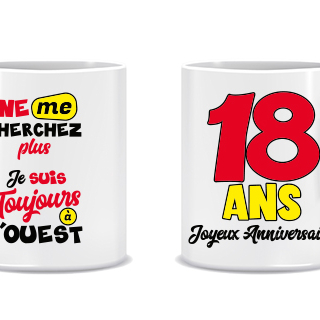 Mug Anniversaire Mixte - Tous les évènements de la vie : 18 ans