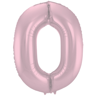 Ballon aluminium Chiffre 0 Rose Pastel Mate Métallique - 86 cm