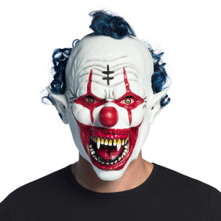 Pc. Masque tête latex Vampire clown avec cheveux