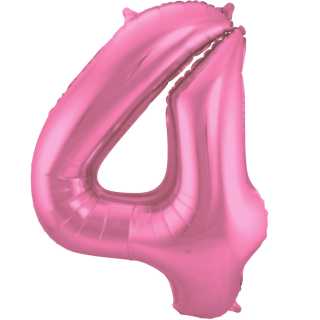 Ballon Chiffre 4 Rose Mat  86cm