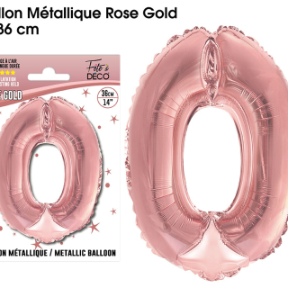 Ballons métalliques Rose Gold Chiffre - Tous les chiffres : 0