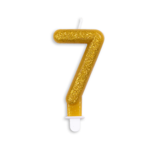 Number candle glitter gold nr. 7