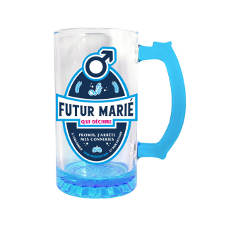 Chope à bière Futur Marié Bleue