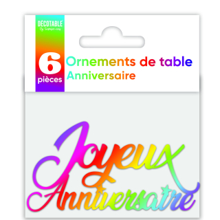 Ornement de table x 6 Multicolore : Joyeux anniversaire