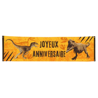 Bannière en polyester T-Rex 'Joyeux Anniversaire' (50x180 cm)