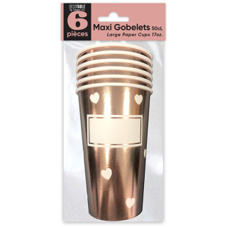 Gobelets MAXI 50cl x6 Coeur Rose Gold