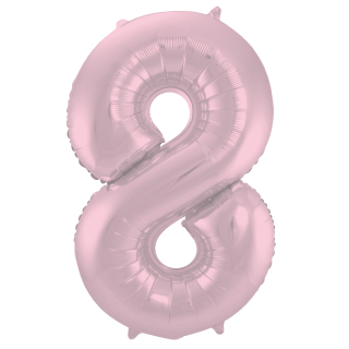 Ballon aluminium Chiffre 8 Rose Pastel Mate Métallique - 86 cm