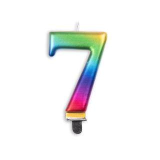 Number candle metallic rainbow nr. 7