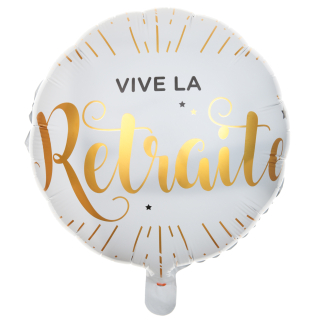 Ballon aluminium Vive la retraite Blanc