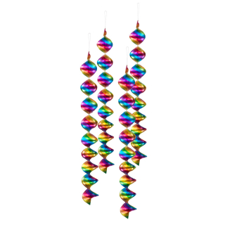 Set 4 Guirlandes suspendues spirales décoratives multicolores (5 x 60 cm)