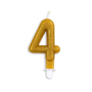 Number candle glitter gold nr. 4