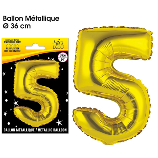 Ballons métalliques OR chiffre - Tous les chiffres : 5