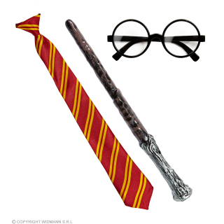 APPRENTI MAGICIEN (lunettes d'étudiant avec lentilles, cravate, baguette magique)