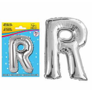 Ballon métallique Argent Lettres et Symboles - Toutes les lettres, le # et le & : R<br/>