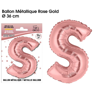 Ballon métallique Rose Gold Lettres et Symboles - Toutes les lettres, le # et le & : S<br/>