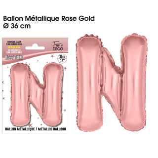Ballon métallique Rose Gold Lettres et Symboles - Toutes les lettres, le # et le & : N