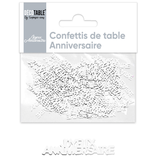 Confettis Joyeux Anniversaire papier - Couleur : Blanc