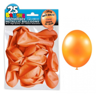 Sachet de 25 ballons latex métallisés Corail