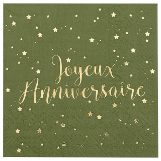 Serviette Joyeux Anniversaire Sauge