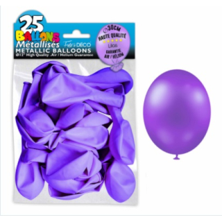 Sachet de 25 ballons latex métallisés Lilas