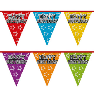 Guirlande de fanions holographique 'Happy Birthday'