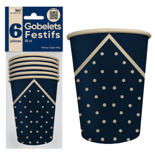 Gobelets x6 Festif 25cl - Eventail des couleurs : Bleu<br/>