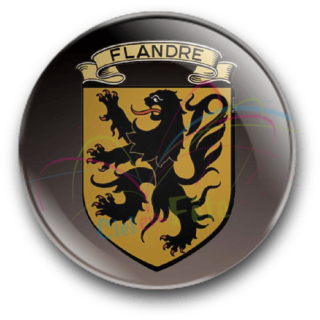 Badge ecusson lion des flandre (fond noir)