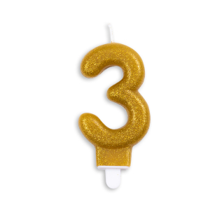 Number candle glitter gold nr. 3