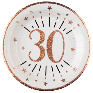 Assiette Âge étincelant rose gold 30 ans