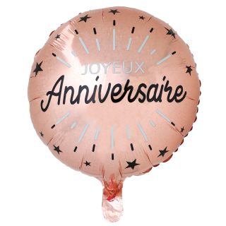 Ballon Alu Anniversaire Etincelant Rose gold