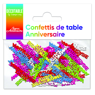 Confettis de Table Multicolore en papier - Tous les évènements de la vie : Joyeux anniversaire