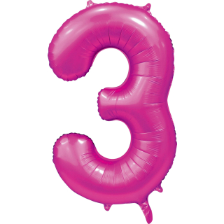 Foilballoon 34" no. 3 satin hotpink