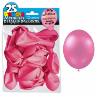 Sachet de 25 ballons latex métallisés Rose Bonbon