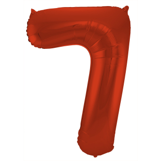 Ballon aluminium Chiffre 7 Rouge Mate Métallique - 86 cm