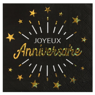 Serviette Anniversaire Etincelant Or