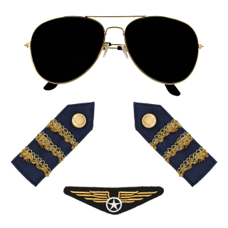 Set Pilote (lunettes party, badge et épaulettes)