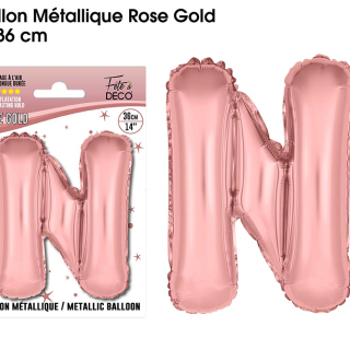 Ballon métallique Rose Gold Lettres et Symboles - Toutes les lettres, le # et le & : N